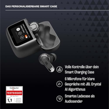JBL Tour Pro 3, True Wireless Bluetooth-Kopfhörer mit intelligenter Ladebox, 40 h Akkulaufzeit, True Adaptive Noise Cancelling 2.0 und JBL Spatial 360 Sound mit Head Tracking, Schwarz - 2