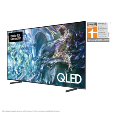 Samsung QLED 4K Q60D Fernseher 65 Zoll, Samsung TV mit Quantum Prozessor Lite 4K, 100 % Farbvolumen, 4K Upscaling, Samsung Tizen OS, Smart TV, GQ65Q60DAUXZG, Deutsches Modell [2024] - 2