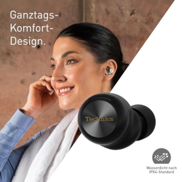 Technics EAH-AZ100E-K Kabellose Ohrhörer mit Geräuschunterdrückung, 10mm Magnetic Fluid Driver, Multipoint-Bluetooth, Voice Focus AI, Bequeme In-Ear-Kopfhörer, Schwarz - 9