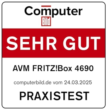 FRITZ!Box 4690 (Wi-Fi 7 Mesh Router, für den Kabel-, DSL- oder Glasfaseranschluss, bis zu 6.960 MBit/s, 1x 10-Gigabit-WAN und -LAN, 3x 2,5-Gigabit-LAN, DECT-Basis, WLAN Mesh, deutschsprachige Version) - 6