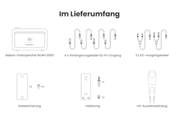 Balkonkraftwerk Speicher Growatt NOAH 2000 mit 1800W PV-Eingangsleistung IP66 für Balkonkraftwerk (NOAH 2000 * 1) - 9
