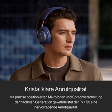 Bowers & Wilkins Px7 S3 Over-Ear-Kopfhörer mit Geräuschunterdrückung, kabellos, aptX™ Lossless, Schnellladung, 30 Stunden Wiedergabe, 8 integrierte Mikrofone - Anthrazitschwarz - 4