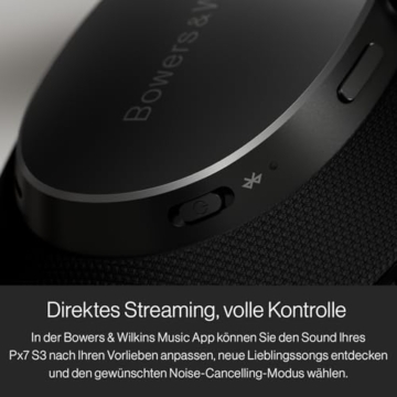 Bowers & Wilkins Px7 S3 Over-Ear-Kopfhörer mit Geräuschunterdrückung, kabellos, aptX™ Lossless, Schnellladung, 30 Stunden Wiedergabe, 8 integrierte Mikrofone - Anthrazitschwarz - 8