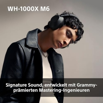 SONY WH-1000XM6 Flagship Noise Cancelling Over-Ear Wireless Kopfhörer, Signature Hi-Res Sound, ultimativer Komfort, faltbarem Design, strapazierfähige Tasche, 30 Std-Akku, iOS & Android, Midnight Blue - 4
