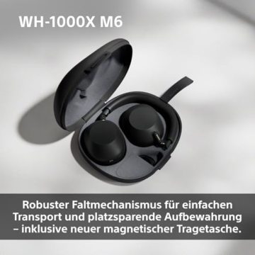 SONY WH-1000XM6 Flagship Noise Cancelling Over-Ear Wireless Kopfhörer, Signature Hi-Res Sound, ultimativer Komfort, faltbarem Design, strapazierfähige Tasche, 30 Std-Akku, iOS & Android, Midnight Blue - 5
