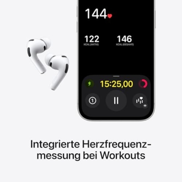 Apple AirPods Pro 3 Kabellose In‑Ear Kopfhörer, Aktive Geräuschunterdrückung, Herzfrequenzmessung, Hörgerätefunktion, Bluetooth Kopfhörer, 3D Audio, Hi‑Fi Sound, Laden über USB‑C - 3