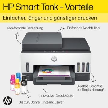 HP Smart Tank 7605 4-in-1 Multifunktionsdrucker (WLAN; Duplex; ADF) – 3 Jahre Tinte inklusive, 3 Jahre Garantie, großer Tintentank, hohe Reichweite, Drucken in hoher Qualität - 2