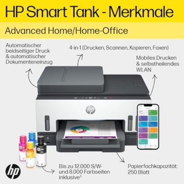 HP Smart Tank 7605 4-in-1 Multifunktionsdrucker (WLAN; Duplex; ADF) – 3 Jahre Tinte inklusive, 3 Jahre Garantie, großer Tintentank, hohe Reichweite, Drucken in hoher Qualität - 3