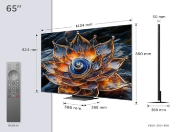 Fernseher TCL 65Q8C 65 Zoll QD-Mini LED, 4K HDR Premium 4500, ZeroBorder™, Smart Google TV, CrystGlow WHVA-Panel, Audio von Bang & Olufsen, 144Hz Motion Clarity Pro, Dolby Vision IQ & Atmos - 2