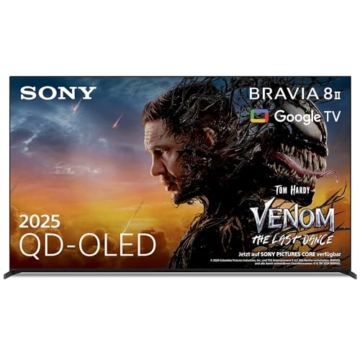 Sony BRAVIA 8 II - QD-OLED, AI XR Processor, Acoustic Surface Audio+, Dolby Vision/Atmos, IMAX Enhanced, Google TV (2025), Google Cast, Apple AirPlay 2, Eco Dashboard 2, Game Menu 2 – 55 Zoll - 1