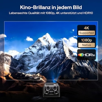 Aurzen Boom Mini 4-in-1 Smart Beamer mit Google TV, 4K Unterstützt Heimkino & Outdoor Projektor, 20W DoIby Audio, 500 ANSI Projector, ToF Autofokus & Trapezkorrektur, WLAN/Bluetooth/Handy (Schwarz) - 5