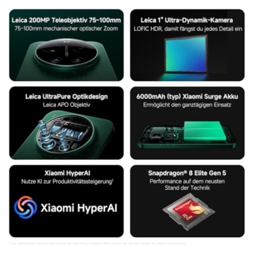 XIAOMI 17 Ultra Smartphone 16+512 GB, Leica 200 MP Teleobjektiv (75–100 mm), Leica APO Optik, LOFIC HDR Technologie, HyperAI, Schwarz, 3 Jahre Garantie - 4