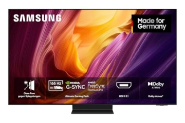Samsung OLED S95H 4K 65 Zoll (163 cm), UHD Fernseher, Antireflexion mit Glare Free, OLED HDR pro, Ultimate Gaming Pack (NVIDIA G-SYNC & AMD FreeSync Pro) mit 165Hz, HDMI 2.1, Dolby Atmos, Smart AI TV - 1